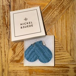 Nickel & Suede Teal Teardrop Earrings